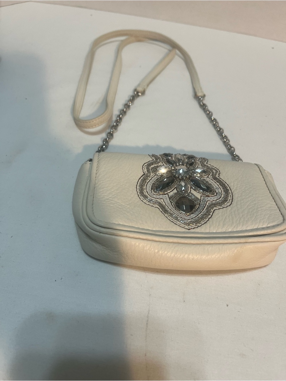 Brighton Cream Crossbody with Crystal Floral Applique
